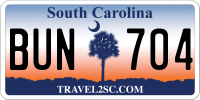 SC license plate BUN704