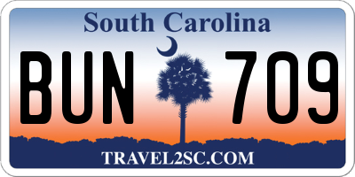 SC license plate BUN709