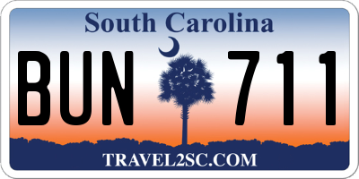 SC license plate BUN711
