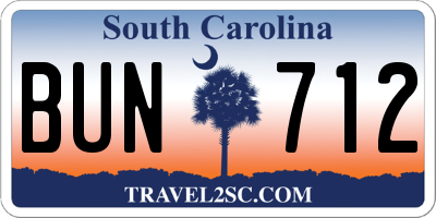 SC license plate BUN712