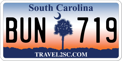 SC license plate BUN719