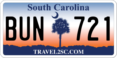SC license plate BUN721