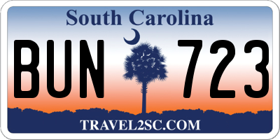 SC license plate BUN723