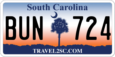 SC license plate BUN724