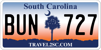 SC license plate BUN727