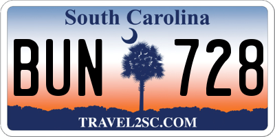 SC license plate BUN728