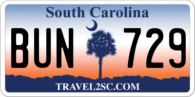 SC license plate BUN729