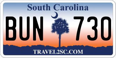 SC license plate BUN730