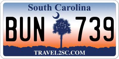 SC license plate BUN739