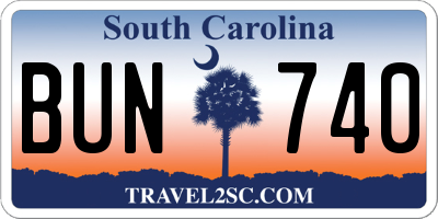 SC license plate BUN740