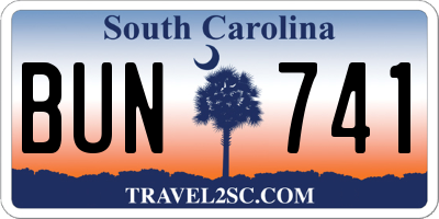 SC license plate BUN741