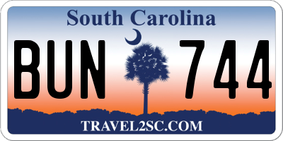 SC license plate BUN744