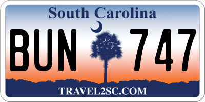 SC license plate BUN747