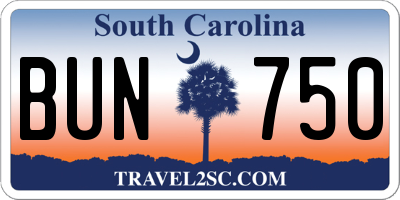 SC license plate BUN750