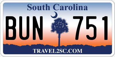 SC license plate BUN751