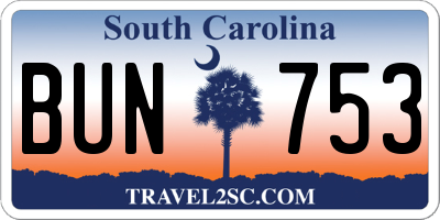 SC license plate BUN753
