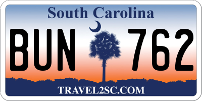 SC license plate BUN762
