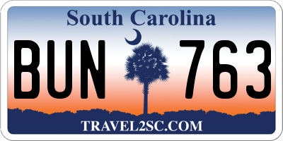 SC license plate BUN763