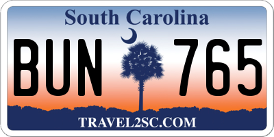 SC license plate BUN765
