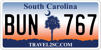 SC license plate BUN767