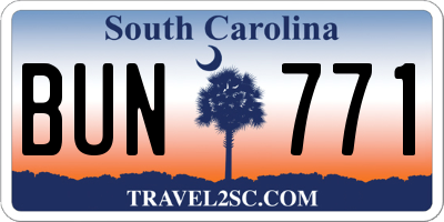 SC license plate BUN771