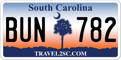 SC license plate BUN782