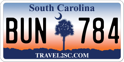 SC license plate BUN784