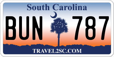 SC license plate BUN787