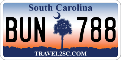 SC license plate BUN788