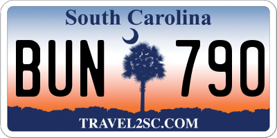 SC license plate BUN790
