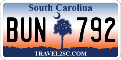 SC license plate BUN792