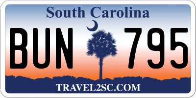 SC license plate BUN795