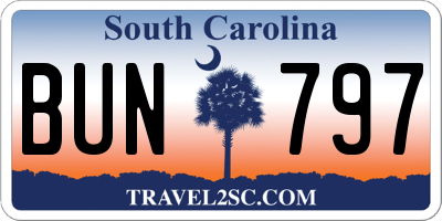 SC license plate BUN797