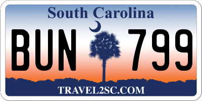 SC license plate BUN799