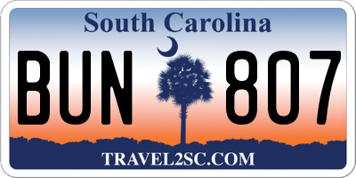 SC license plate BUN807