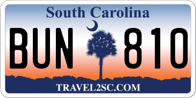SC license plate BUN810