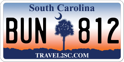 SC license plate BUN812
