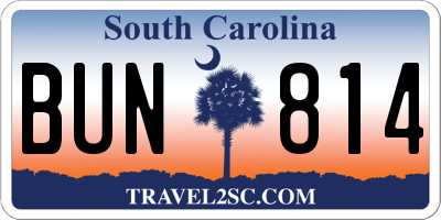 SC license plate BUN814