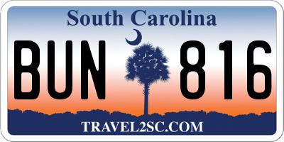 SC license plate BUN816