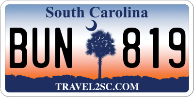 SC license plate BUN819