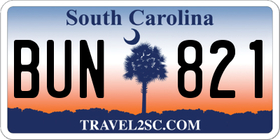 SC license plate BUN821