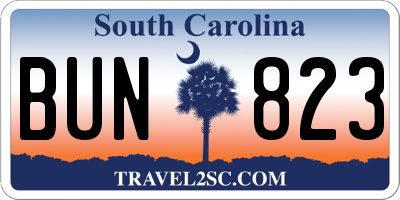 SC license plate BUN823