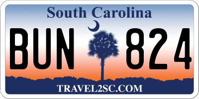 SC license plate BUN824