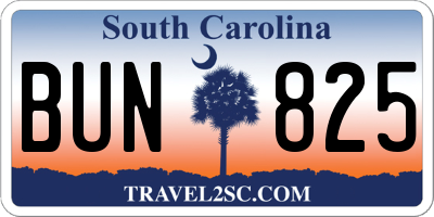 SC license plate BUN825