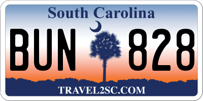 SC license plate BUN828