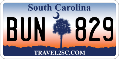 SC license plate BUN829