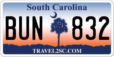 SC license plate BUN832