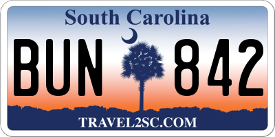 SC license plate BUN842