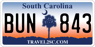 SC license plate BUN843