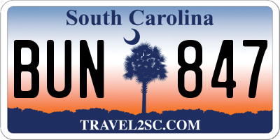 SC license plate BUN847